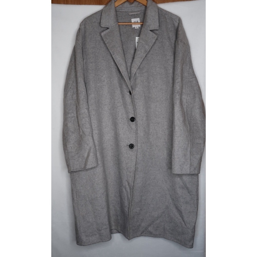 NWT GAP Wool Coat Special Gray Minimalist Long Coat Jacket Women's XXL Cozy‎